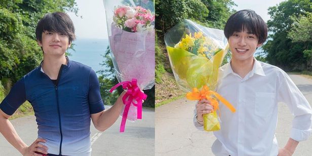 梅雨の晴れ間にクランクアップを迎え、笑顔を見せる永瀬廉(King & Prince)と伊藤健太郎