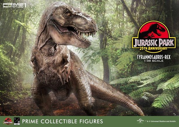 恐竜たちのフィギュアをチェック！（「プライムコレクタブルフィギュア ジュラシック・パーク ティラノサウルス・レックス」）