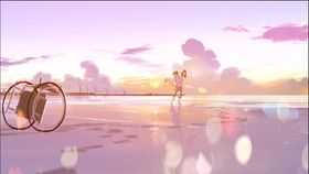 恒夫がジョゼを抱えて、波打ち際を歩く(コンセプトデザイン)