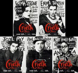 クルエラ、バロネス、ジャスパー、ホーレス、アニータがそれぞれ描かれたキャラクターポスター