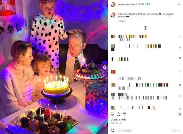 昨年の子どもたちの誕生日には、家族4人揃っての写真を投稿したシャルレーヌ公妃