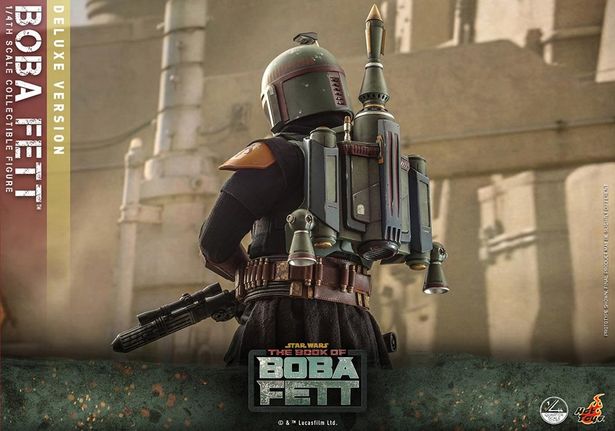 ジェットパックを背負わせることができる(「【クオーター・スケール】『ボバ・フェット／The Book of Boba Fett』1/4スケールフィギュア ボバ・フェット［ボーナスアクセサリー付き］」)