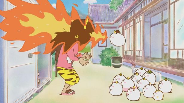 ちみもに炎で顔を燃やされてしまうちょっと間抜けな地獄さん