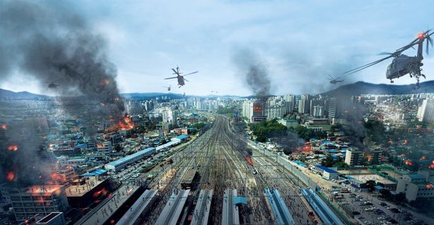 ⾼速鉄道の列車内てが未知のウィルスに侵され、乗客が凶暴化！