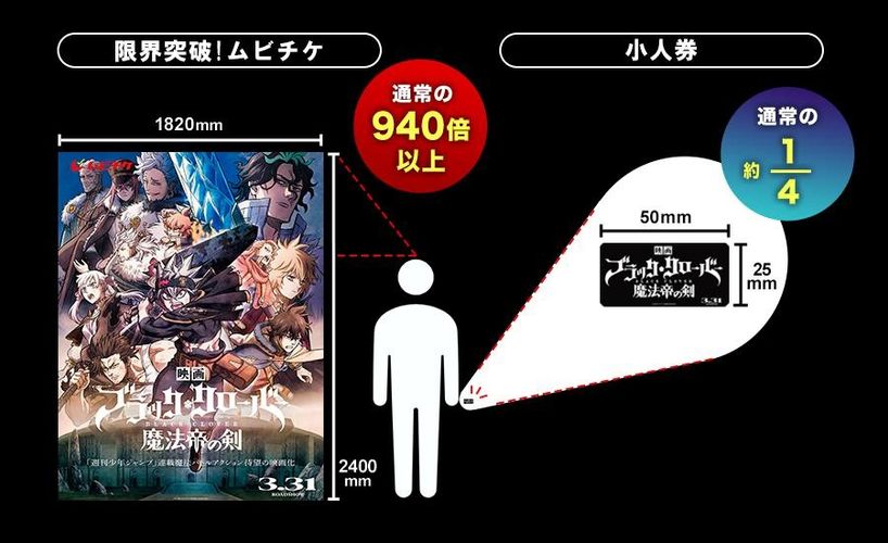 通常の940倍以上のサイズ！『ブラッククローバー 魔法帝の剣』「限界突破！ムビチケ」が発売決定＆予告映像完成