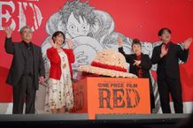 映画『ONE PIECE FILM RED』の大ヒットを感謝！左から池田秀一、名塚佳織、田中真弓、谷口悟朗監督