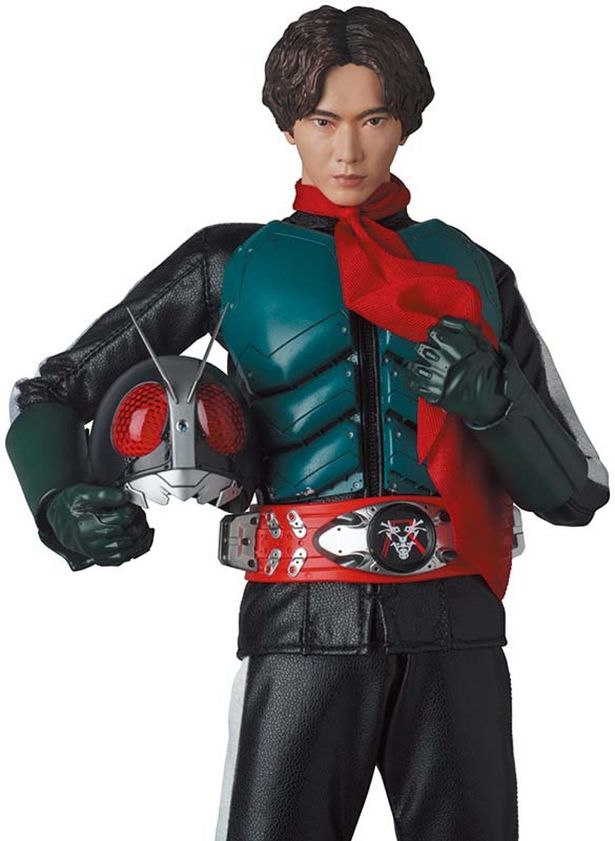 腰のベルトは風車とシャッターを付け替えられる(「リアルアクションヒーローズ No.791 RAH 仮面ライダー第2号(シン・仮面ライダー)」)