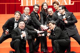 円陣を組むシーンは、大杉漣の発案！ステージで「キントリ」メンバーが生披露した