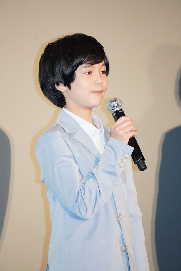 『怪物』初日舞台挨拶に登壇した柊木陽太