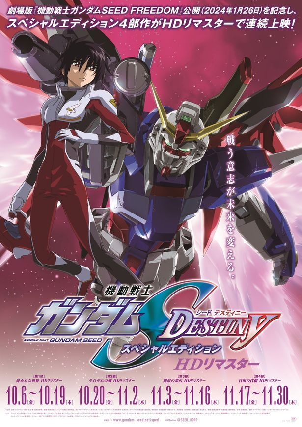 「SEED」「SEED DESTINY」全話を7部に再構成し、2週間ずつ順次上映