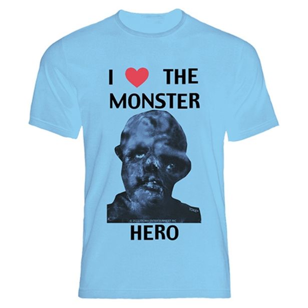 トロマ・エンターテインメント/ アイ・ラヴ・ザ・モンスターヒーロ Tシャツ（ブルー）