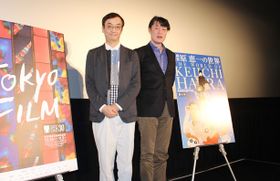 原監督と対談相手の氷川竜介(アニメ・特撮研究家)