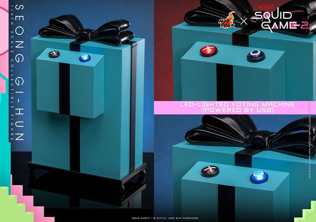 ゲーム続行かを決める投票箱はライトアップ仕様(「【テレビ・マスターピース】『イカゲーム』1/6スケールフィギュア ソン・ギフン」)