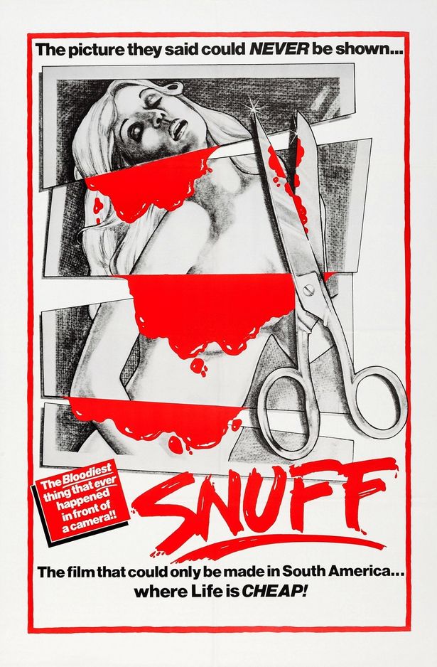 本物のスナッフフィルムとして宣伝された『スナッフ/SNUFF』のポスター