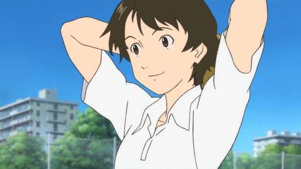 千昭、功介と野球を楽しむ真琴(『時をかける少女』)