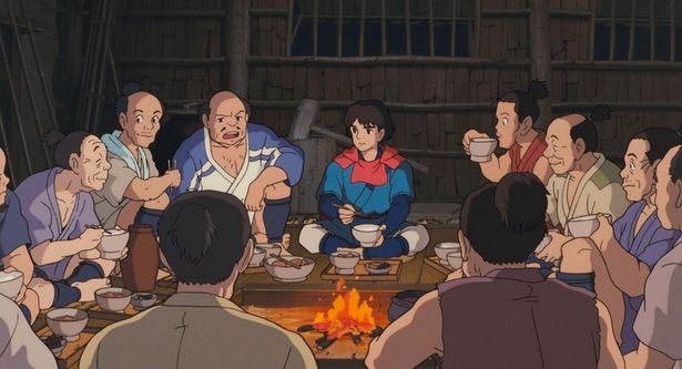 森を切り拓き、鉄を作るタタラ場の人たちと交流するアシタカ