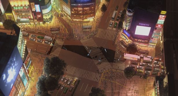 【画像を見る】人間界の「渋谷」の名所、ハチ公前交差点をリアルに映しだす『バケモノの子』