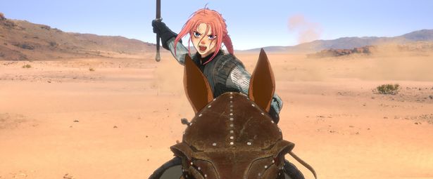 クローディアスへの敵討ちのため、広大な砂漠を駆るスカーレット(『果てしなきスカーレット』)