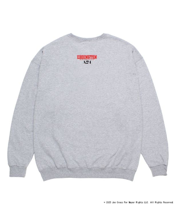『エディントンへようこそ』× WACKO MARIA スウェットシャツGRAYの背面のデザイン