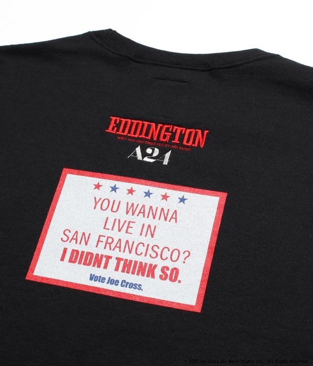 主⼈公ジョーのグラフィックや劇中の強烈なステートメントを⼤胆に落とし込んだ