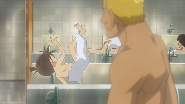 銭湯にやって来て転倒し気を失ってしまったコナン(「江戸川コナン失踪事件 史上最悪の二日間」)