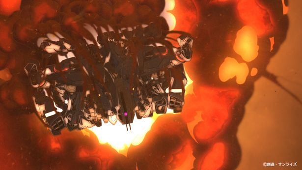 ハイクオリティな映像で体感的なモビルスーツ戦が描かれる