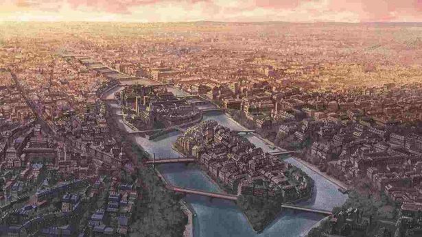 【写真を見る】オレンジ色に染まる美しいパリの街