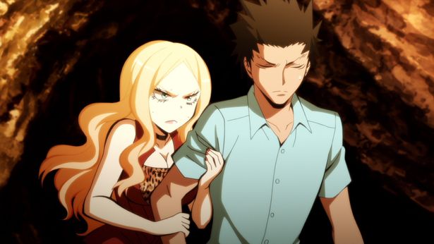 E組の教科担任イリーナ(左)と副担任の烏間惟臣(右)(「暗殺教室」第2期)