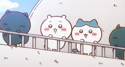 ある島へ向かうため、船に乗り込み、ワクワクが止まらない様子のちいかわとハチワレ