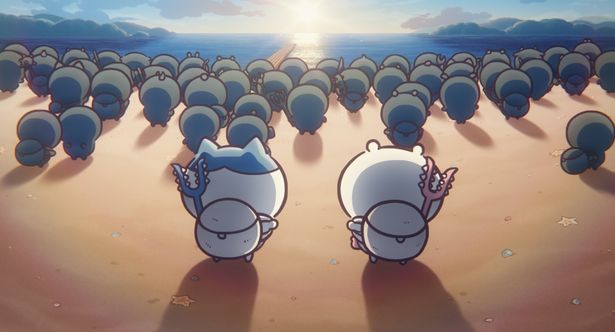 愛用のさすまたを持ち、冒険に向かう直前の凛々しいちいかわとハチワレ