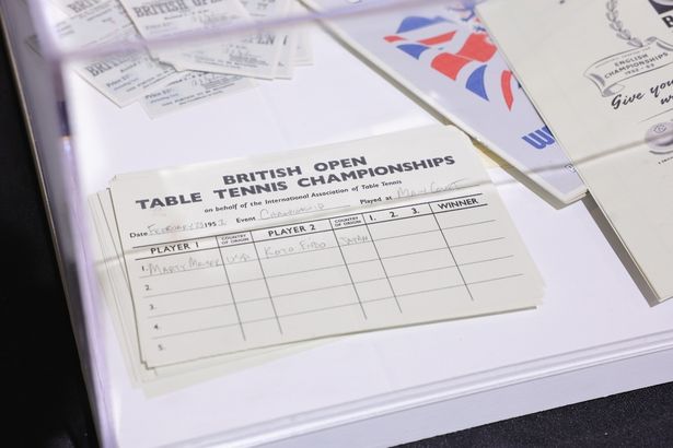 劇中では映っていない、全英卓球選手権にまつわる展示も