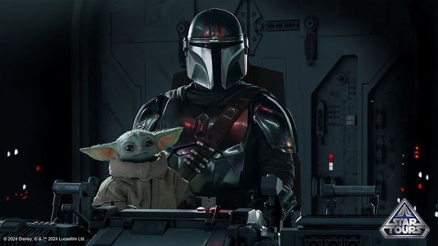 「スター・ツアーズ：ザ・アドベンチャーズ・コンティニュー」では、新作の主役マンダロリアンとグローグーが必ず登場する特別バージョンを実施