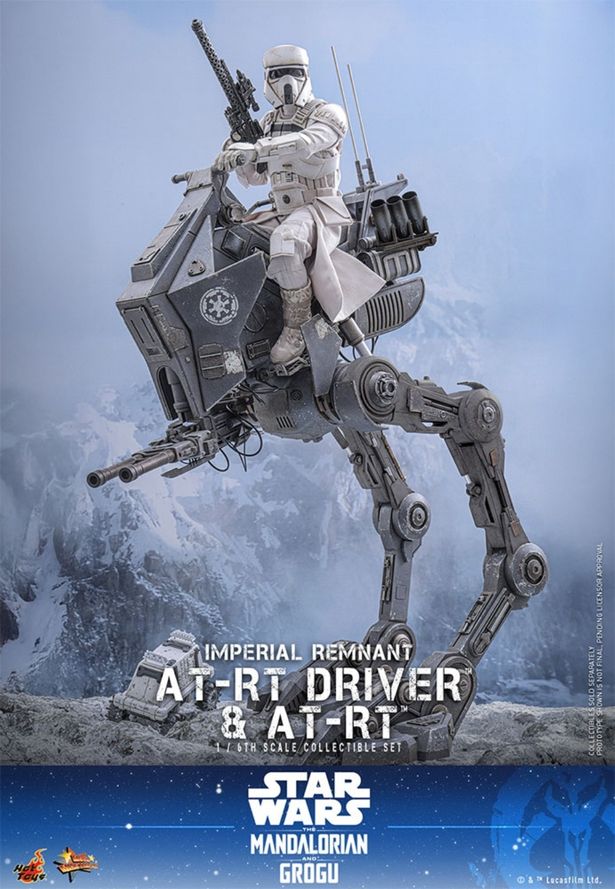 座らせることができる遊び心のあるアイテム(「【ムービー・マスターピース】 『スター・ウォーズ／マンダロリアン・アンド・グローグー』1/6スケールフィギュア インペリアル・レムナント AT-RTドライバー＆AT-RT」)