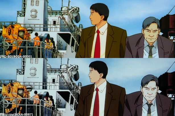 細やかな描き込みがよくわかることで、フィルムノワール調の作風が引き立てられている(『ＷＸIII 機動警察パトレイバー』)