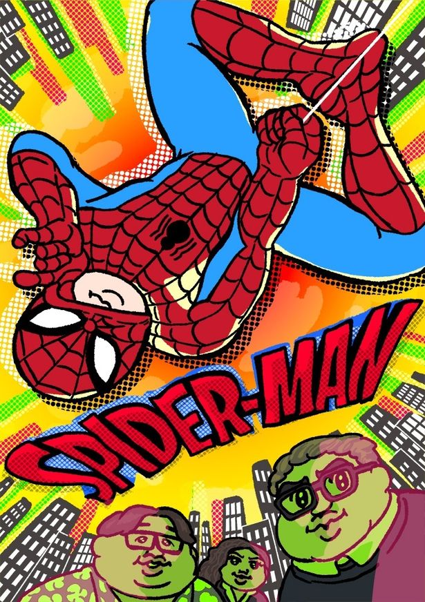 【写真を見る】可哀想に！がスパイダーマンを描き下ろし！こだわりはビビットな色遣いと構図