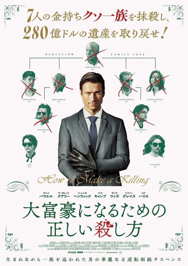 グレン・パウエル主演『大富豪になるための正しい殺し方』“金持ちクソ一族”が勢揃い！逆転相続劇への期待が高まる予告編＆ポスター