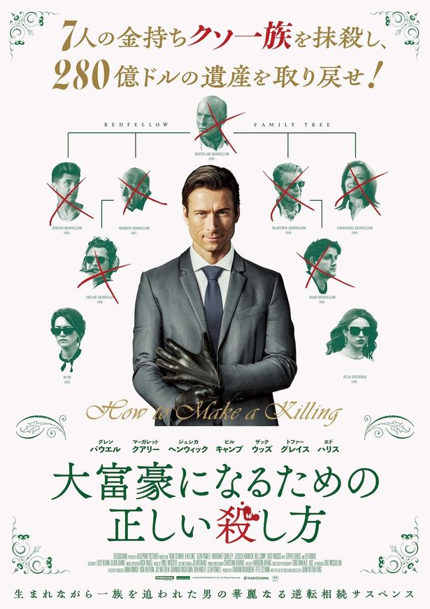 グレン・パウエル主演『大富豪になるための正しい殺し方』“金持ちクソ一族”が勢揃い！逆転相続劇への期待が高まる予告編＆ポスター