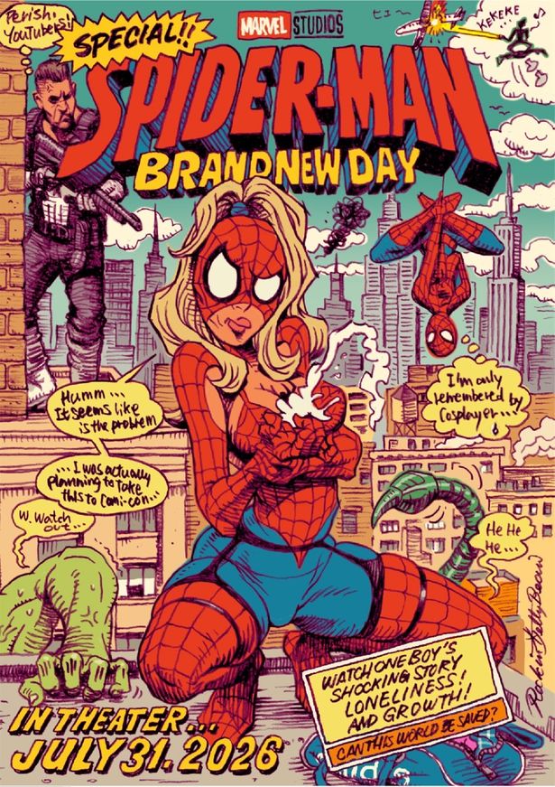 【写真を見る】Rockin’ Jelly Beanワールド全開！スパイダースーツを纏った魅惑的な女の子を描きおろして頂いた