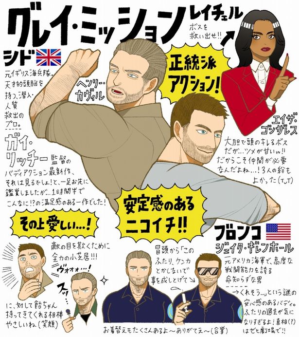 【画像を見る】男らしいかっこよさと可愛らしさにギャップ萌え！ヘンリー・カヴィル＆ジェイク・ギレンホール演じる、シド＆ブロンコの魅力をイラストで紹介