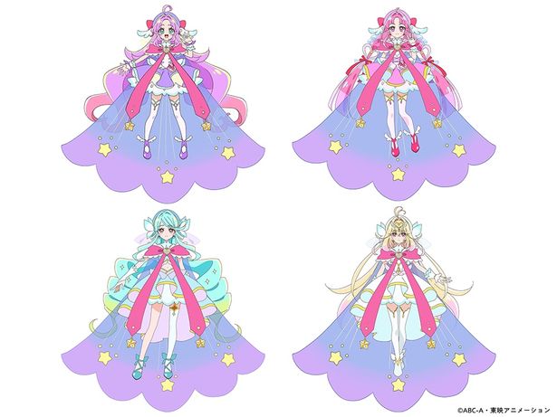 キュアアンサー、キュアミスティック、キュアエクレール、キュアアルカナの「スターキラリングフォーム」