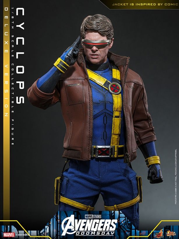 デラックス版にはジャケットが付属(「【ムービー・マスターピース】『アベンジャーズ／ドゥームズデイ』1/6スケールフィギュア サイクロップス(デラックス版)[ボーナスアクセサリー付き]」)