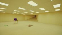 なにもない無人のオフィス風の空間がどこまでも続き、観る者に違和感や不気味さを与える『バックルームズ』