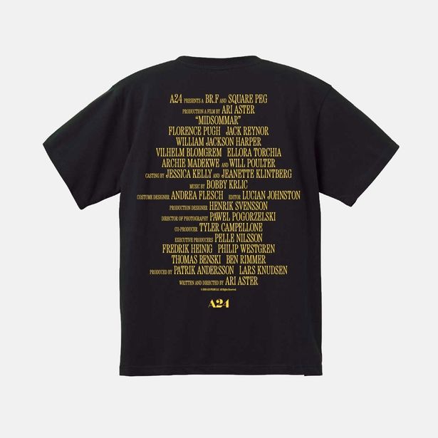 A24公認 ヒグチユウコ ホラーコレクション『ミッドサマー』オリジナルTシャツ(ブラック)の背面