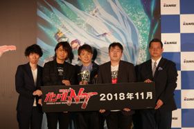 右から、小形尚弘、浪川大輔、濱口優、福井晴敏、宮河恭夫