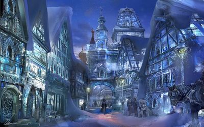 16世紀のドイツの村々を氷で再現した”雪の国”