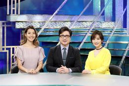 「アカデミー賞授賞式」をWOWOWが独占生中継！ 放送に先駆け、案内役のジョン・カビラ(写真中)、高島彩(右)と現地リポーターのすみれ(左)がインタビューに答えた