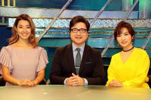 『生中継！ 第91回アカデミー賞授賞式』の案内役を務めるジョン・カビラと高島彩、レッドカーペット・レポーターのすみれ