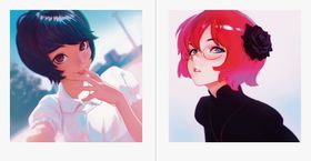 上目づかいや少し見下した視線を送ってくる美女たち(「MOMENTARY」)