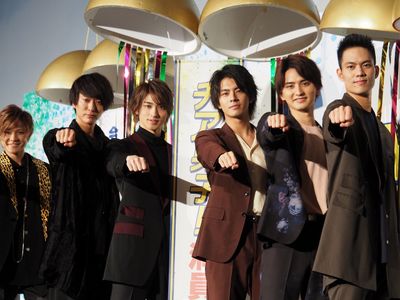 映画『チア男子』初日舞台挨拶に登壇した横浜流星、中尾暢樹たち