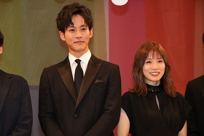 『蜜蜂と遠雷』の完成披露試写会に登壇した松岡茉優と松坂桃李